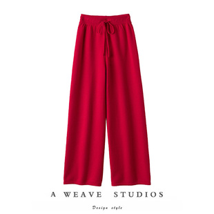 子女秋冬直筒休闲裤 大克重加厚羊绒阔腿裤 外穿女 型修腿好棒 版