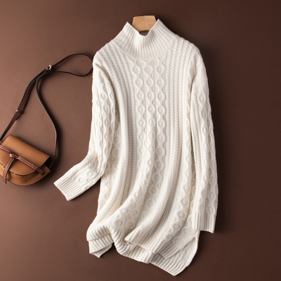 高领山羊绒加厚宽松毛衣女冬