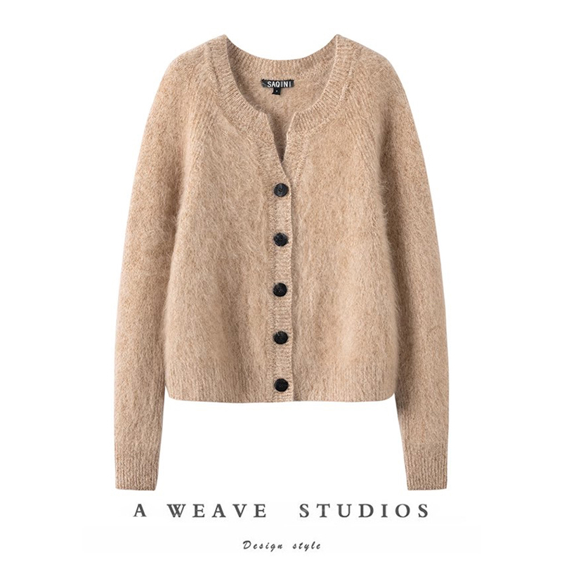 天花板级拉绒加厚纯山羊绒开衫