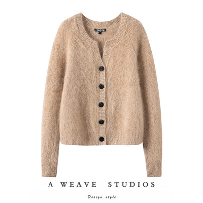 天花板级拉绒加厚纯山羊绒开衫