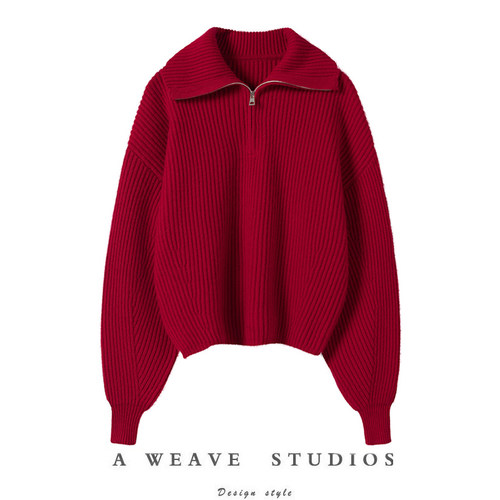 纯羊绒毛衣女慵懒风水手领针织衫