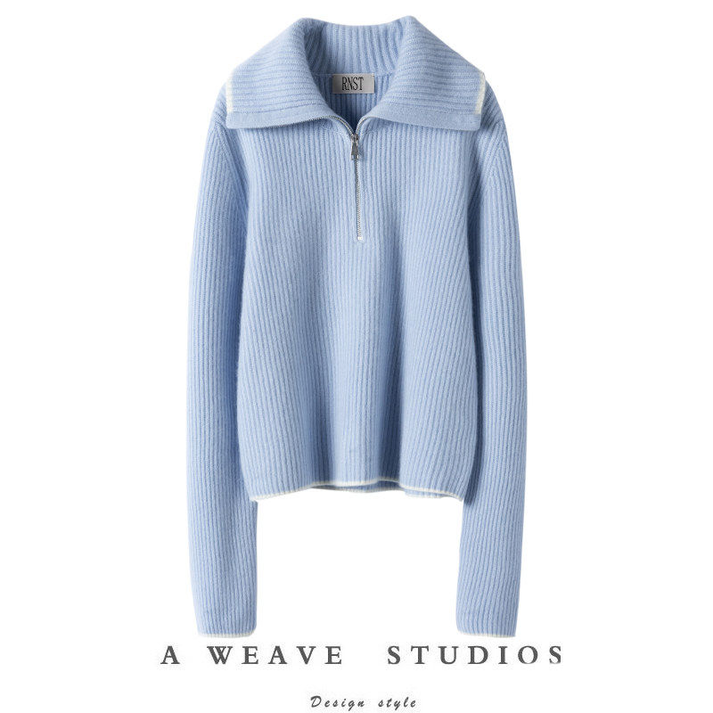 喜欢无需掩饰！萨琪尼半拉链大翻领羊绒衫女加厚宽松针织羊绒毛衣,女装/女士精品,羊绒衫,淘宝优惠券,粉丝福利购,淘宝优惠卷