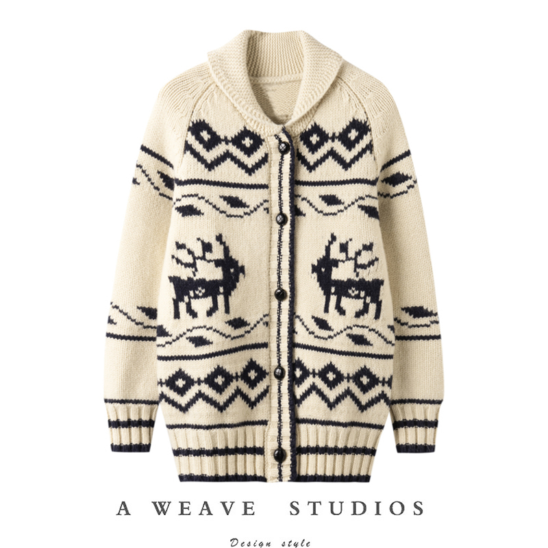 100纯山羊绒针织开衫加厚外套