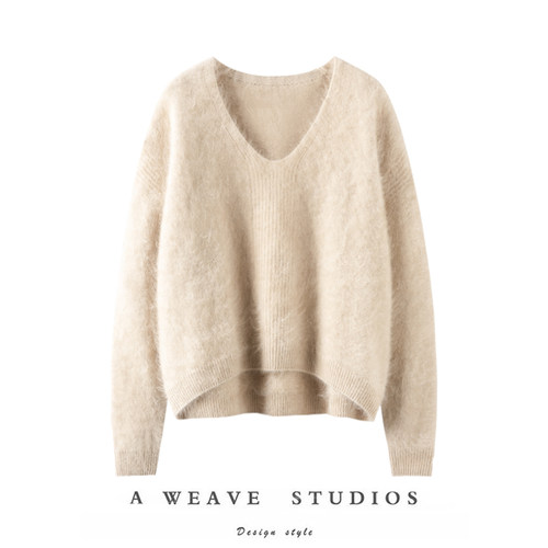 纯欲天花板! 100%纯山羊绒拉绒粗支大毛衣厚实baby触感2025新款