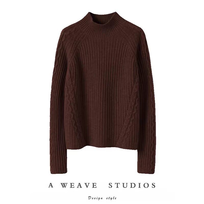 疯狂腔调王品~加厚羊绒衫女100纯山羊绒半高领宽松纯羊绒毛衣