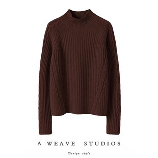 疯狂腔调王品~加厚羊绒衫女100纯山羊绒半高领宽松纯羊绒毛衣