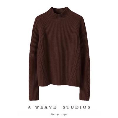 长袖半高领真的羊绒衫