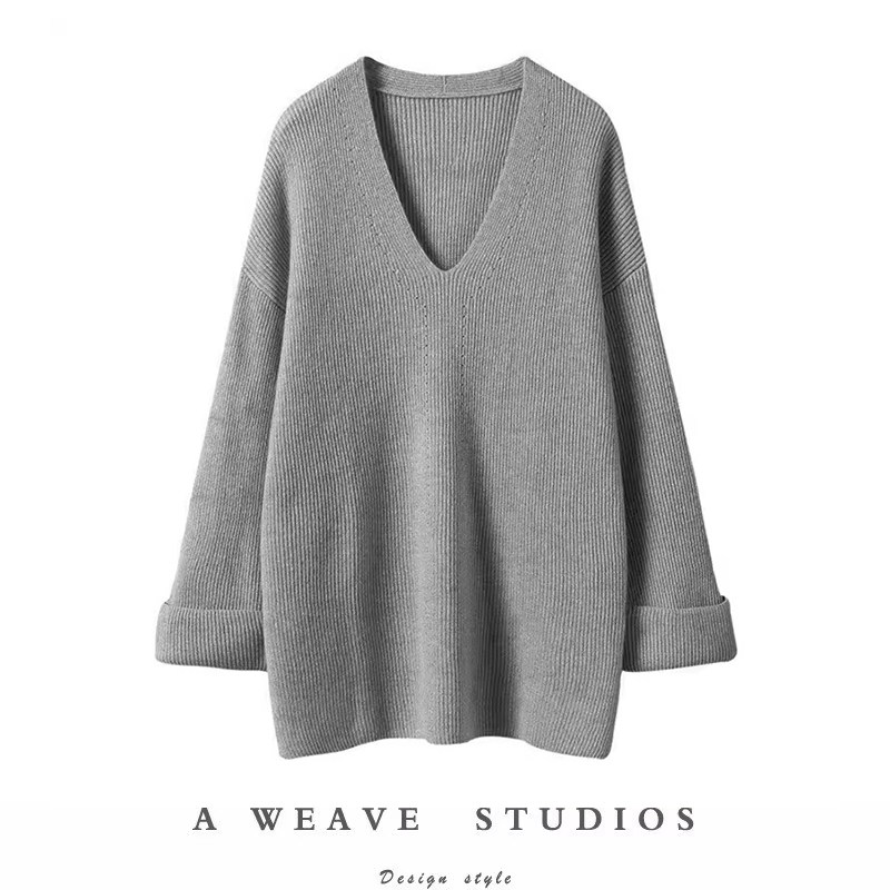 简约好穿给满分！莫兰迪粉下摆开叉V领羊绒衫宽松袖口纯山羊绒,女装/女士精品,羊绒衫,淘宝优惠券,粉丝福利购,淘宝优惠卷