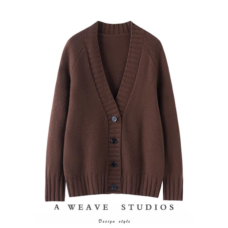 100%纯羊绒针织开衫女加厚