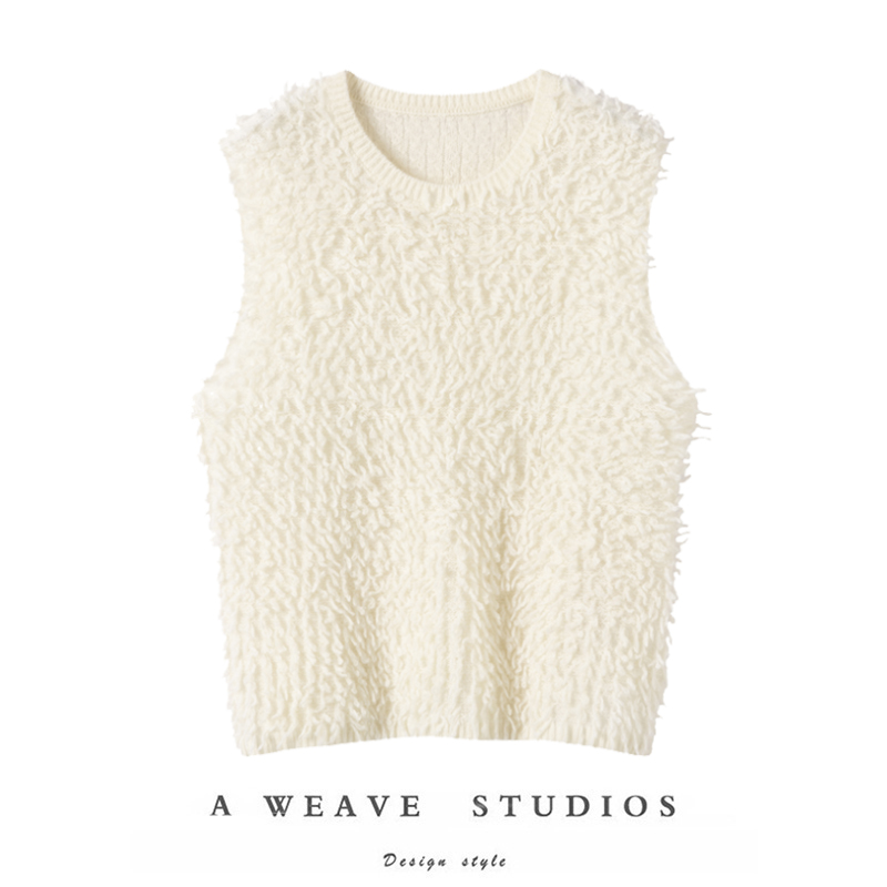 纯色套头流苏针织背心马甲女