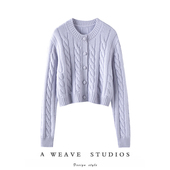 美爆太好穿了～秋冬加厚纯羊绒开衫 圆领麻花外套针织短款 毛衣