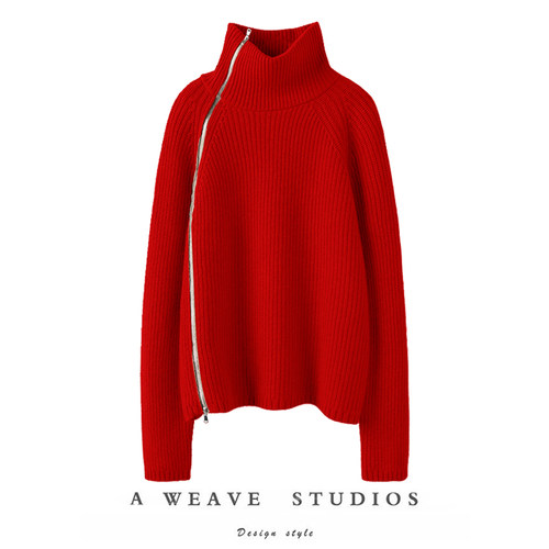 毛衣萨琪尼羊绒立领拉链