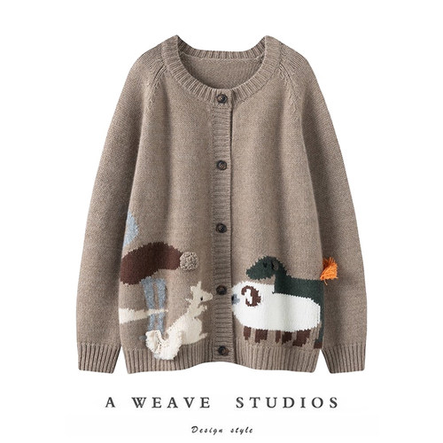 萨琪尼羊绒开衫外套女高端漂亮时尚毛衣秋冬外搭高级感刺绣