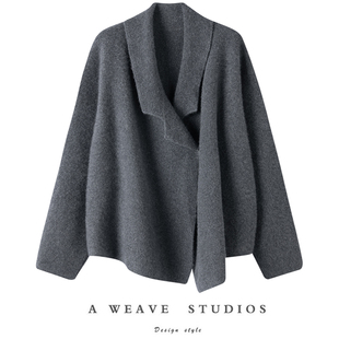 设计感羊绒开衫 萨琪尼100%山羊绒定制工艺针织套装 圆领背心