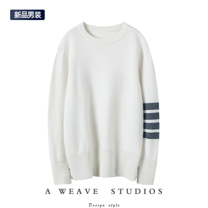 越穿越上瘾！四条杠羊绒衫男纯羊绒针织圆领套头毛衣秋冬,男装,羊绒套衫,淘宝优惠券,粉丝福利购,淘宝优惠卷