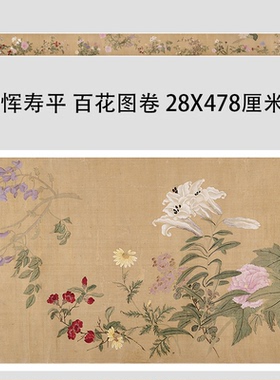 清 恽寿平 百花图卷大都会博物馆藏没骨画法花卉工笔临摹学习画稿