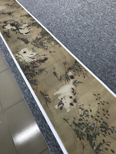 明 宣宗 朱瞻基 唐苑嬉春图卷绢本 高清艺术微喷古代工笔花鸟猫图