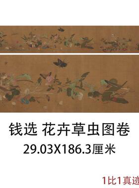 钱选花卉草虫图卷古代书画草虫花
