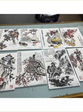 清末吴昌硕花卉册页7桢真迹微喷