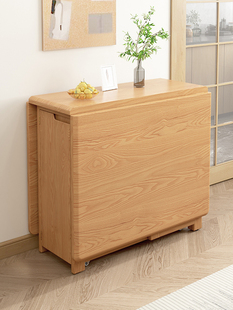 全实木折叠餐桌小户型家用长方形桌子日式餐边柜一体吃饭桌椅组合