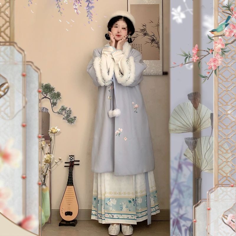 西楼子原创汉服女 知年 明制长款加绒加厚冬款马面裙刺绣毛呢套装,女装/女士精品,汉服半身裙,淘宝优惠券,粉丝福利购,淘宝优惠卷