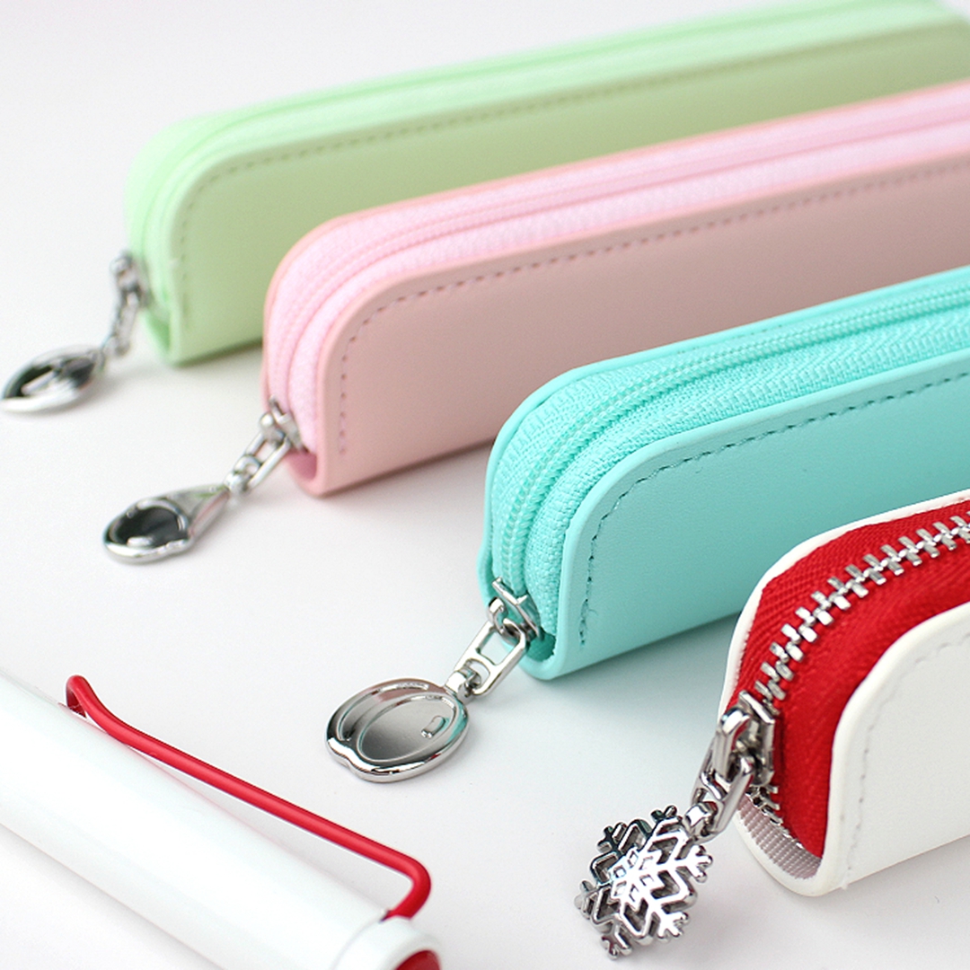 简约纯色签字笔钢笔保护套笔袋拉链多功能收纳包钥匙包物件收纳袋