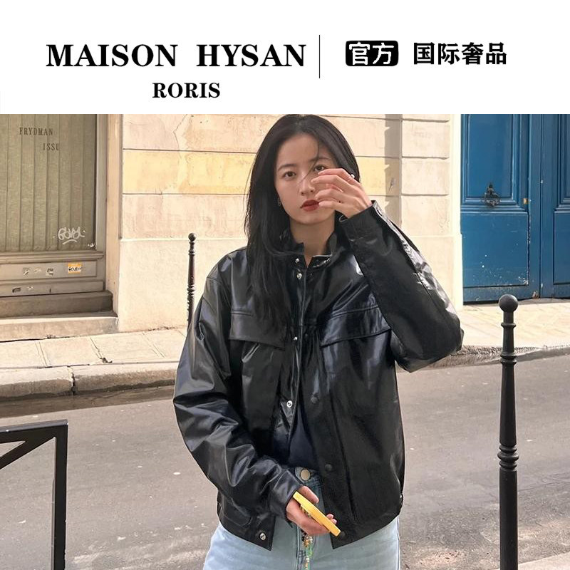 法式Maison Hysan小狐狸周雨彤同款皮衣外套女秋冬季休闲夹克上衣