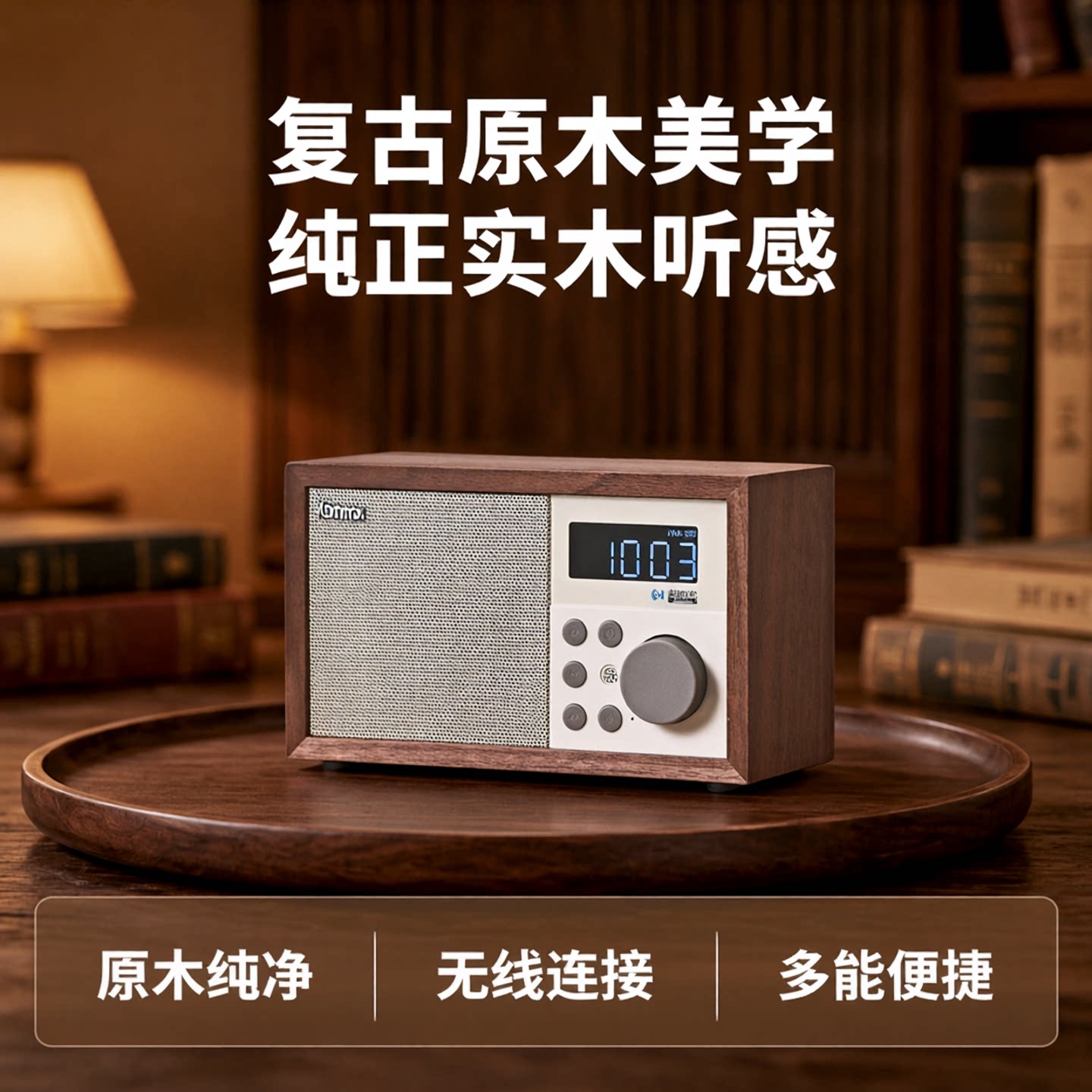 复古原木蓝牙音响桌面多功能收音无线/蓝牙音箱