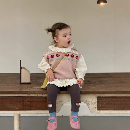 儿童服装2026新款宝宝秋款衣服韩版童装女童针织马甲打底裤套装