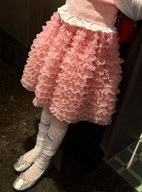 花与寻女童半身裙2026年春款网纱蛋糕裙软糯亲肤洋气儿童公主短裙