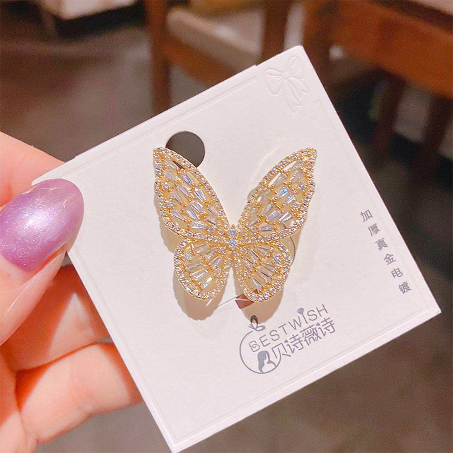 高级感奢华超仙锆石蝴蝶开口食指