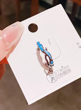 2026精致蓝色滴釉复古开口戒指