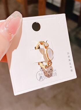 韩系温柔独特仿白玉玛瑙精致戒指