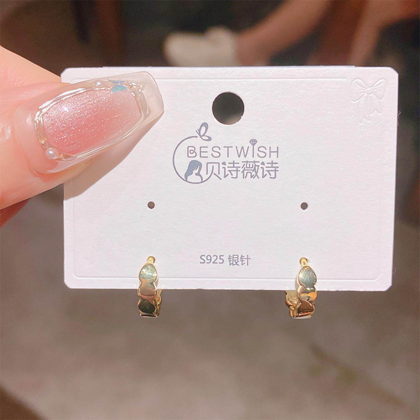 真金电镀简约风子弹头形光面耳扣