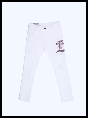 BROKENSWORD美式修身破洞牛仔裤