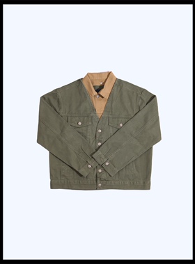 BrokenSword美式街头简约双拼色短款宽松牛仔外套可拆卸男女同款