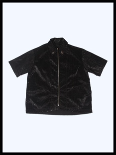 BrokenSword定制鳄鱼纹欧美宽松街头拉链短衬金属丝夹克男女秋