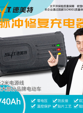 智能脉冲 电动车充电器48V40Ah电瓶车车充适用新日绿源雅迪爱玛