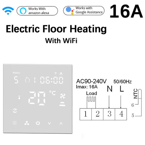 涂鸦wifi智能温控器水地暖电地暖壁挂炉LCD玻璃温控面板语音控制