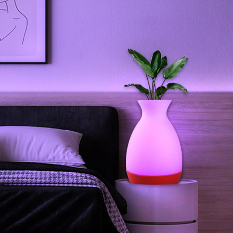 创意LED花瓶发光灯餐吧咖啡厅小夜灯充电遥控七彩装饰变色氛围灯