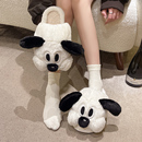 卡通可爱大脸狗棉拖鞋女冬季情侣居家软底防滑毛绒保暖包头拖鞋男