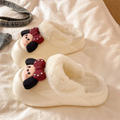 可爱卡通厚底外穿居家防滑加绒保暖毛毛拖鞋 EVA防水棉拖鞋 女冬季