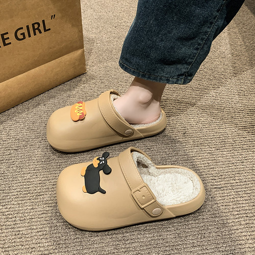 网红爆款可爱香肠狗外穿保暖棉拖