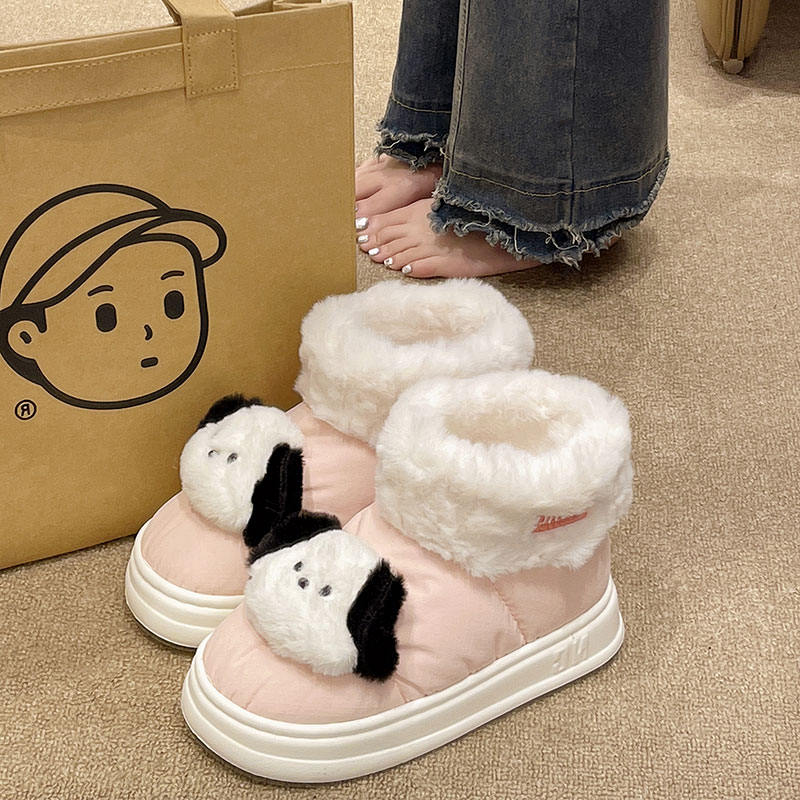 可爱小狗防水加绒包跟棉鞋