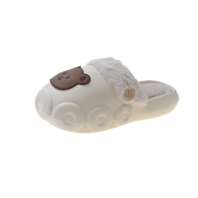 可爱小熊可拆卸毛绒防水棉拖鞋