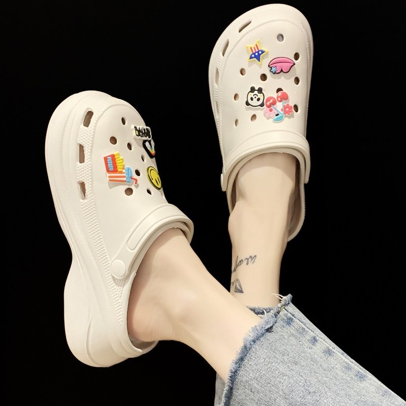 凉拖鞋女外穿ins潮2025年厚底增高防滑时尚松糕高跟洞洞鞋沙滩鞋