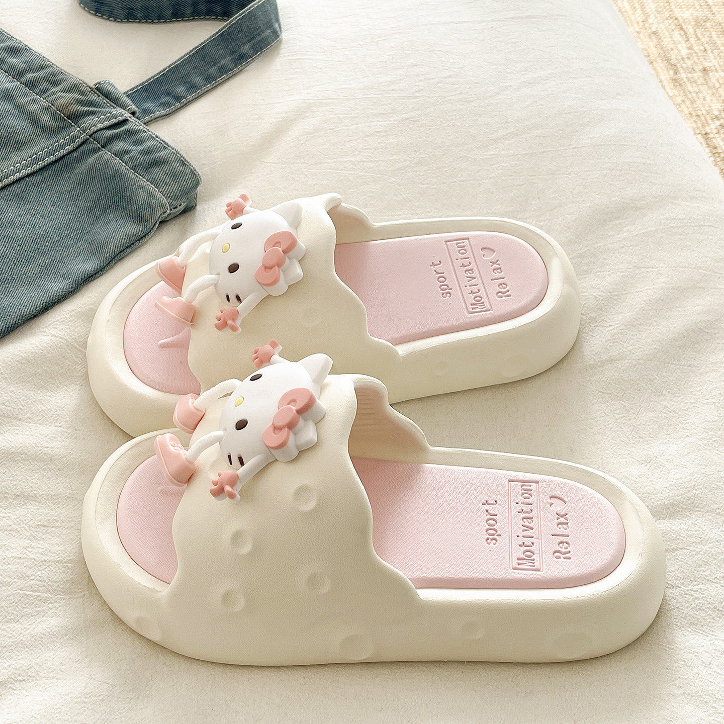 卡通可爱猫小拖鞋女2026新款夏季学生宿舍防滑家居厚底外穿凉拖鞋,女鞋,一字拖,淘宝优惠券,粉丝福利购,淘宝优惠卷