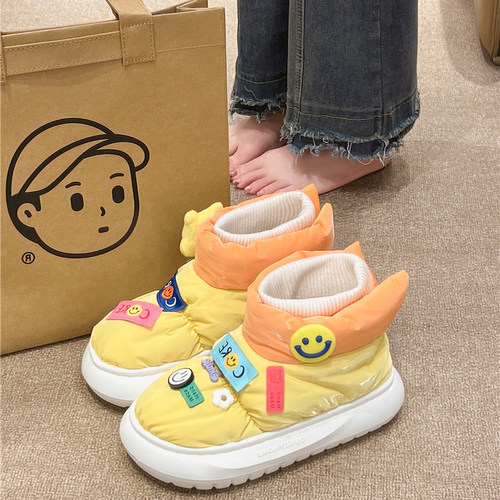 卡通可爱防水厚底棉拖鞋