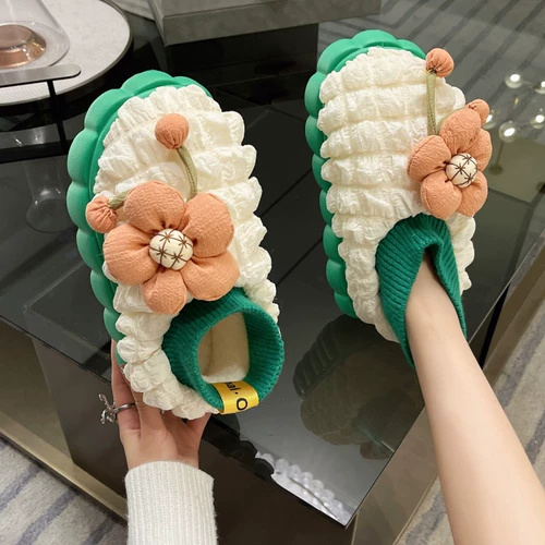 Удерживающие тепло милые тапочки, флисовая удобная обувь на платформе для беременных