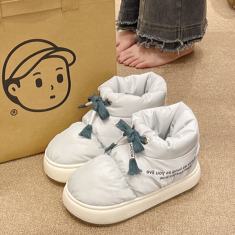 高级感羽绒防水加绒棉拖鞋